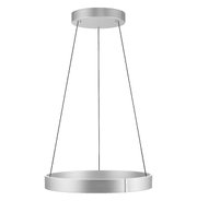 Moderne Pendelleuchte PURE E-CLIPSE von Paul Neuhaus in silberner Farbe, seitliche Perspektive