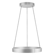 Moderne Pendelleuchte PURE E-CLIPSE von Paul Neuhaus in silberner Farbe, seitliche Perspektive