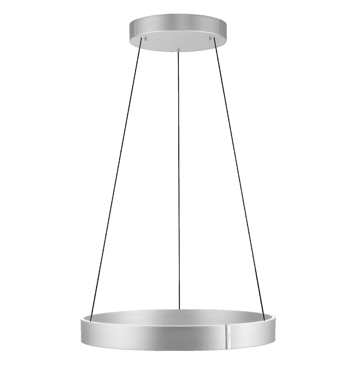 Moderne Pendelleuchte PURE E-CLIPSE von Paul Neuhaus in silberner Farbe, seitliche Perspektive