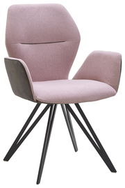 Moderner Armlehnenstuhl Valnatura PIANO in Rosa mit schwarzem Metallgestell, seitliche Perspektive