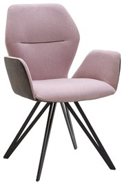 Moderner Armlehnenstuhl Valnatura PIANO in Rosa mit schwarzem Metallgestell, seitliche Perspektive