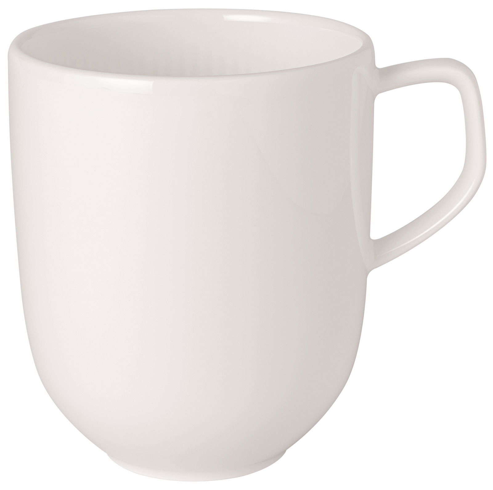 Weißer Becher mit Henkel, 300ml, seitliche Perspektive