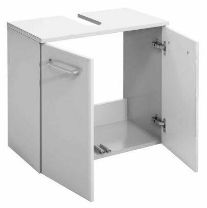 XORA Waschbeckenunterschrank FILO Weißer Waschbeckenunterschrank mit zwei geöffneten Türen, Frontansicht.