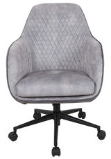 Grauer Drehstuhl mit gestepptem Muster, Vorderansicht