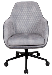 Grauer Drehstuhl mit gestepptem Muster, Vorderansicht