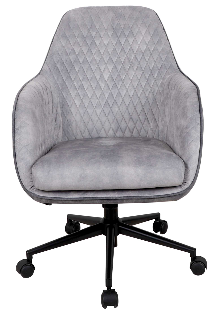 Grauer Drehstuhl mit gestepptem Muster, Vorderansicht