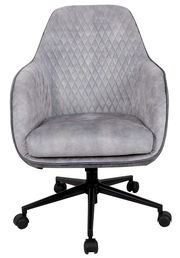 Grauer Drehstuhl mit gestepptem Muster, Vorderansicht