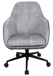 Grauer Drehstuhl mit gestepptem Muster, Vorderansicht