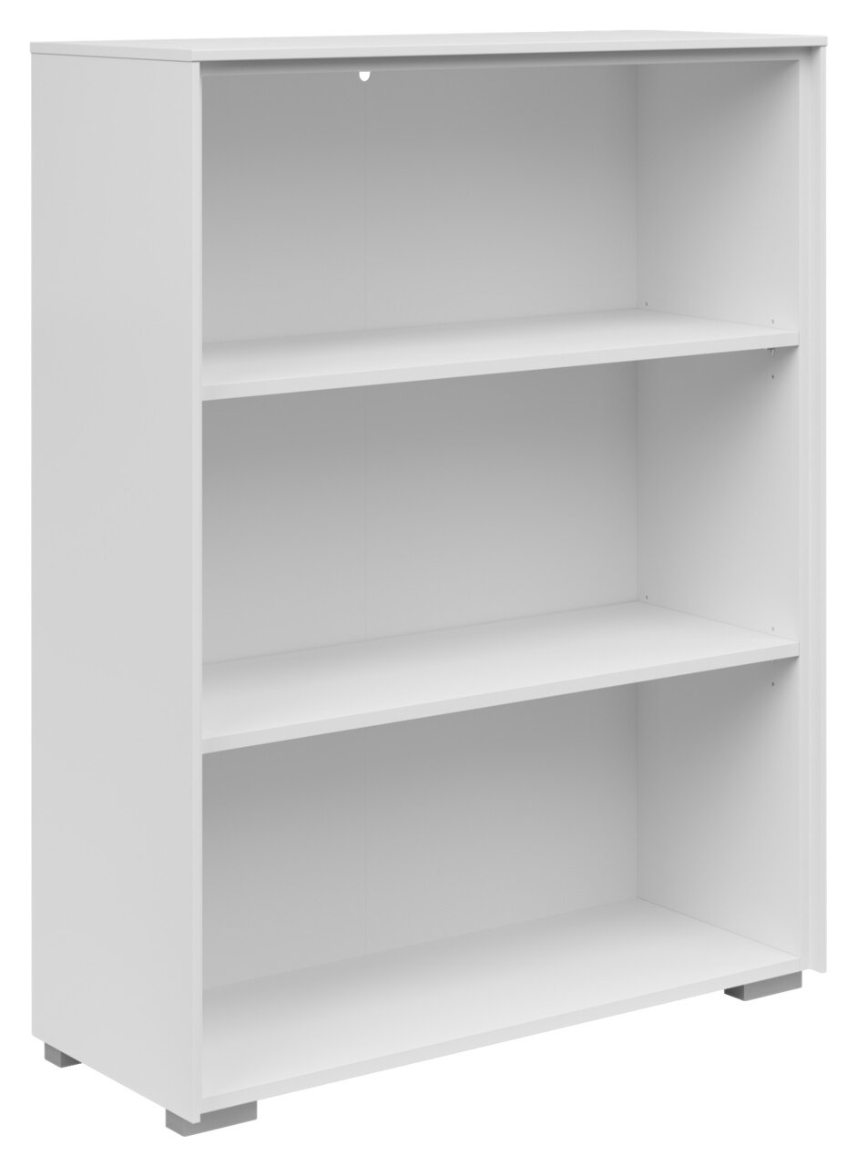 Voleo Aktenregal NEVADA Weißes Aktenregal mit drei offenen Fächern, seitliche Perspektive