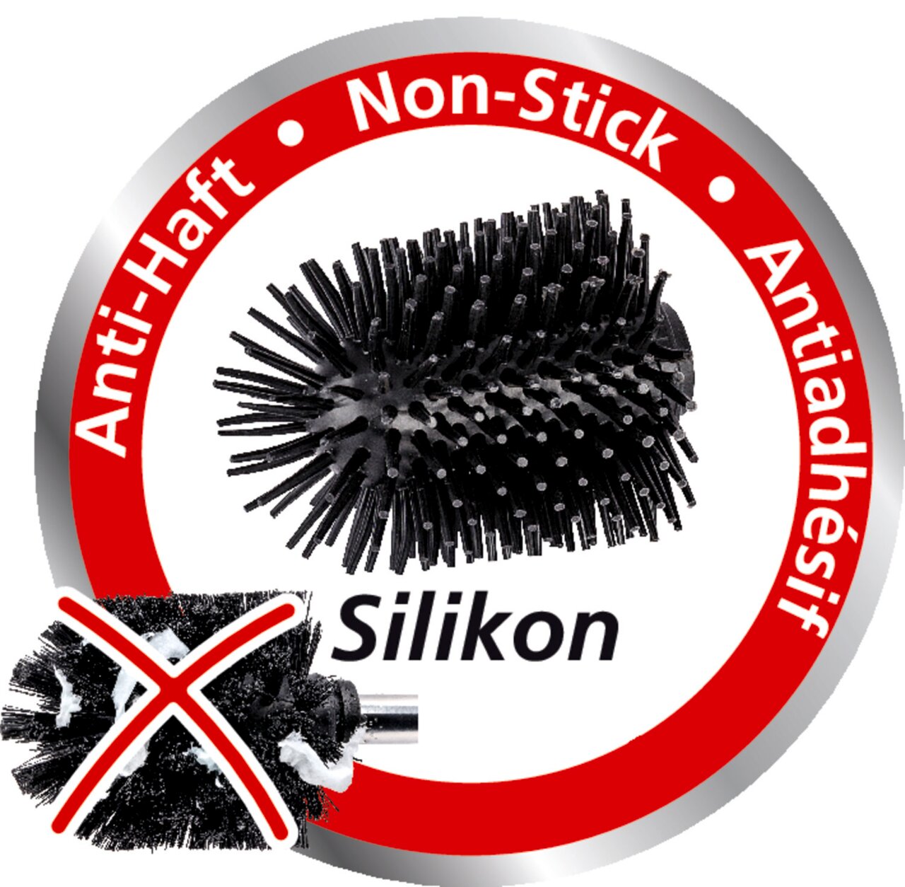 Silikon WC-Bürstenkopf mit Anti-Haft-Eigenschaft, seitliche Perspektive