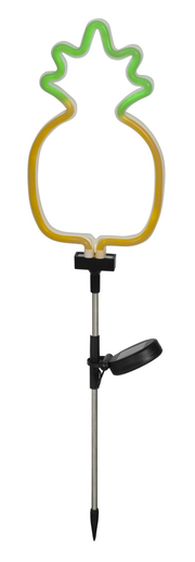 Solarbetriebene Stabbeleuchtung in Form einer Ananas, seitliche Perspektive