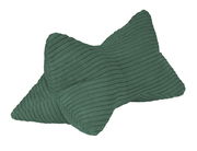 Grüner Leseknochen aus weichem, geripptem Stoff, seitliche Perspektive