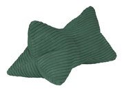 Grüner Leseknochen aus weichem, geripptem Stoff, seitliche Perspektive