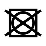 Symbol für nicht im Trockner trocknen, schwarze Linien auf weißem Hintergrund, Frontalansicht