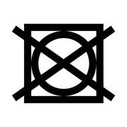 Symbol für nicht im Trockner trocknen, schwarze Linien auf weißem Hintergrund, Frontalansicht
