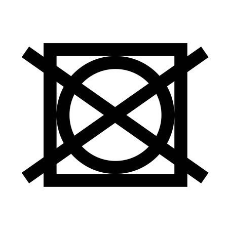 Symbol für nicht im Trockner trocknen, schwarze Linien auf weißem Hintergrund, Frontalansicht
