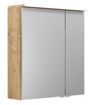 Spiegelschrank mit Holzseitenansicht, zwei Türen, seitliche Perspektive