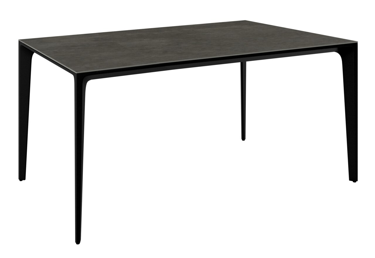 Dieter Knoll Gartentisch PATAGONA Moderner schwarzer Gartentisch aus Metall mit rechteckiger Tischplatte, seitliche Perspektive