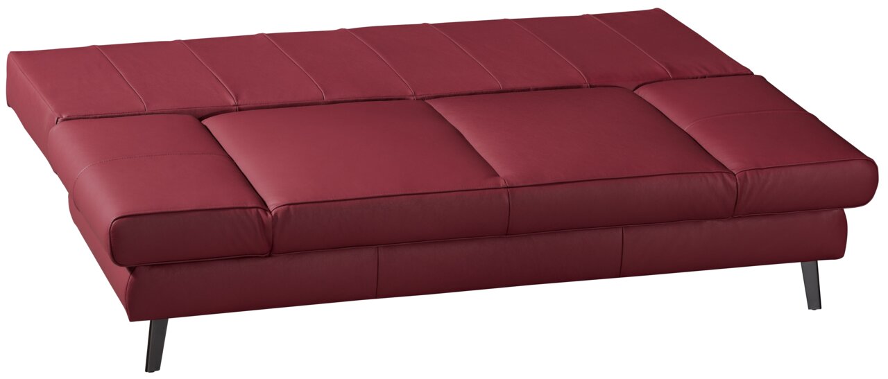 Roter Querschläfer in Seitenansicht mit modernen Metallfüßen