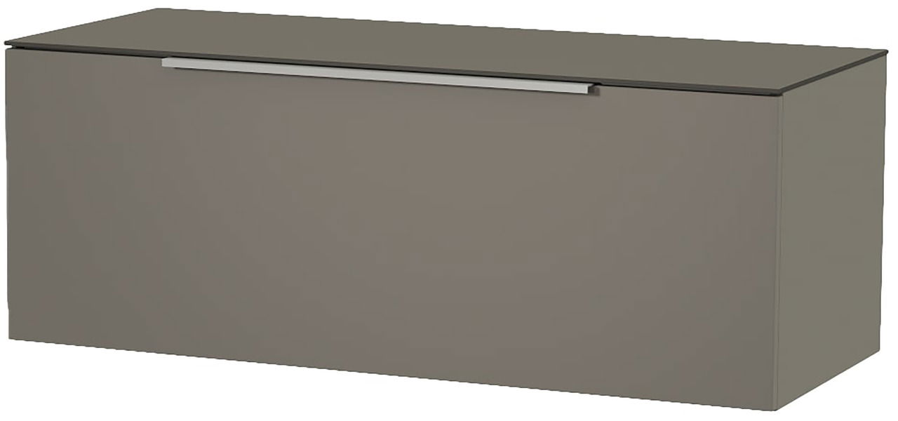 Hänge-Lowboard in grauer Farbe, frontale Perspektive