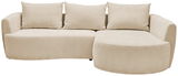 Beiges Ecksofa AVIANO mit Ottomane rechts, Vorderansicht