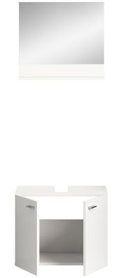 Weiße Badkombination mit Spiegel und Unterschrank, Frontalansicht