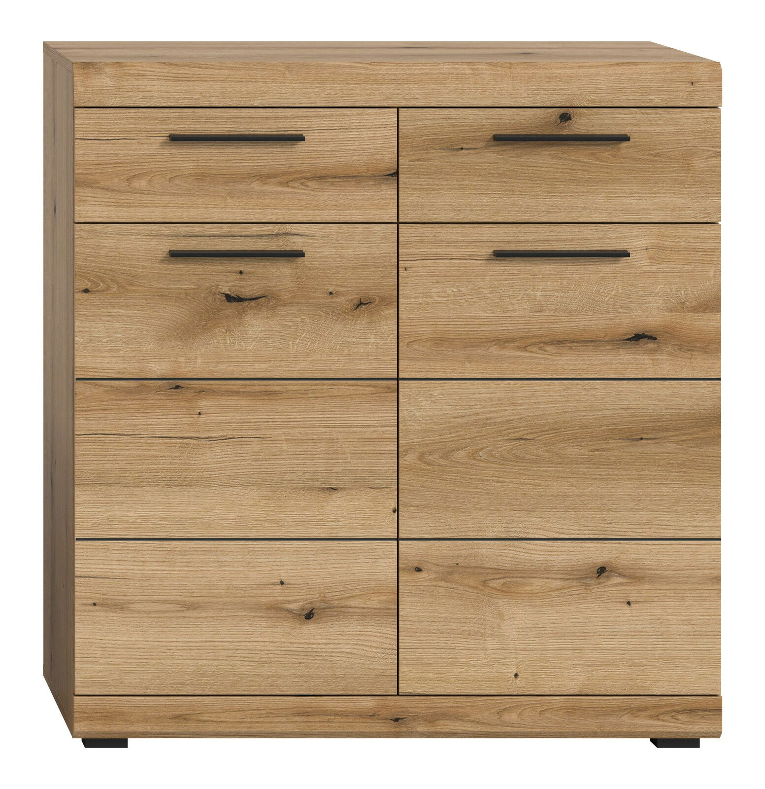 Kommode aus Holz mit mehreren Schubladen, frontale Ansicht