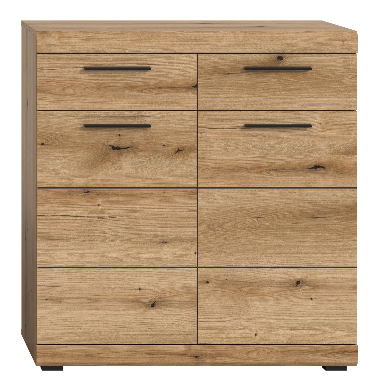 Kommode aus Holz mit mehreren Schubladen, frontale Ansicht