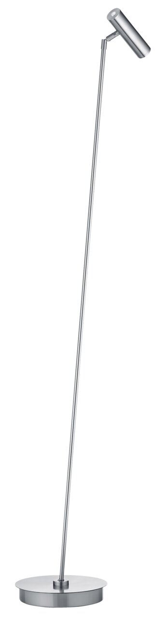 Moderne LED-Stehleuchte aus Metall in seitlicher Perspektive