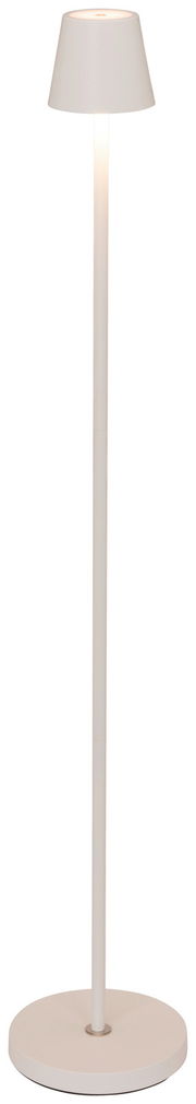 Moderne Akku-Stehleuchte in Weiß, seitliche Perspektive