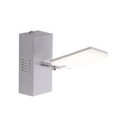 Moderne Wandleuchte aus Aluminium mit rechteckigem, schwenkbarem Leuchtkörper, seitliche Perspektive