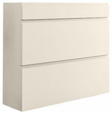 Hängeschuhschrank in Cremefarbe mit zwei Klappen und einer Schublade, seitliche Perspektive