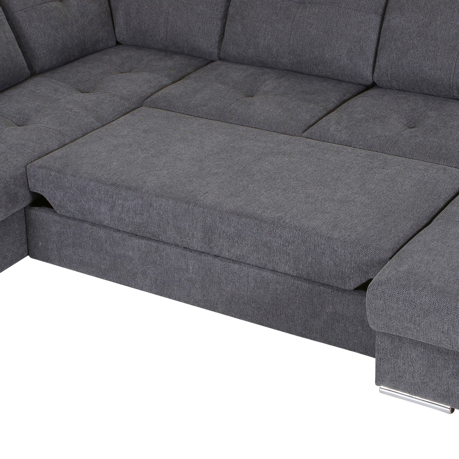 Graues Ecksofa MAURIS mit Ottomane, Vorderansicht