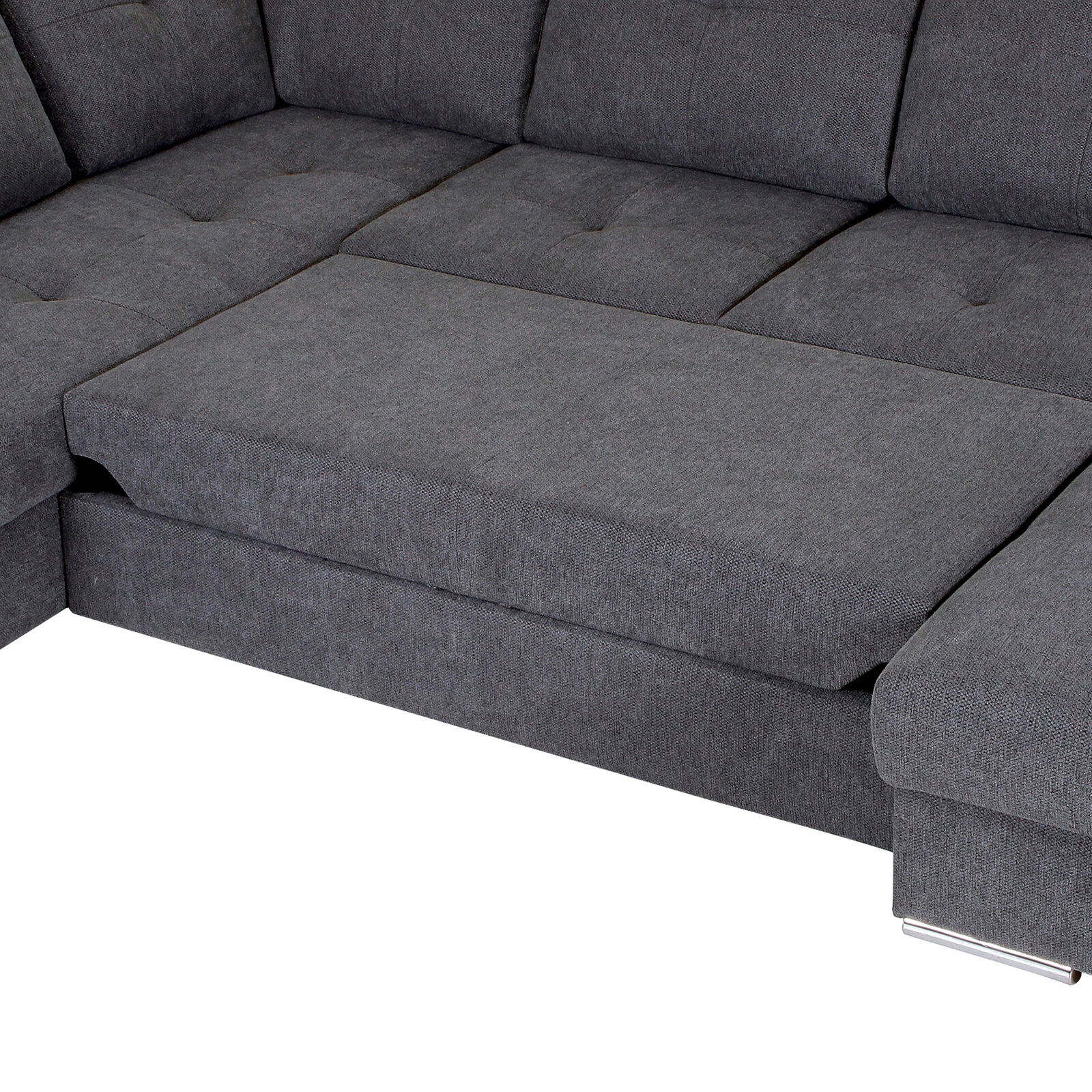 Graues Ecksofa MAURIS mit Ottomane, Vorderansicht