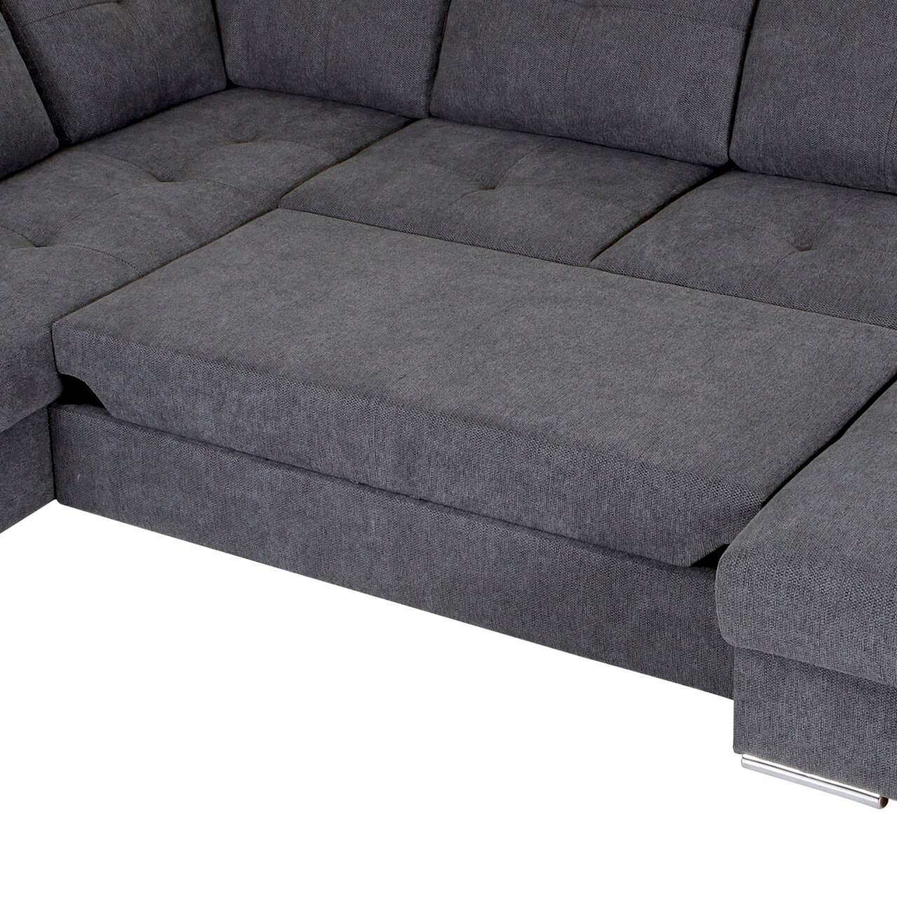 Graues Ecksofa MAURIS mit Ottomane, Vorderansicht