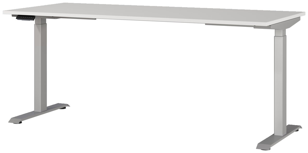 Moderner E-Schreibtisch 180x80 cm in seitlicher Perspektive