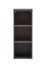 Schwarzes Unterschrank-Regal mit zwei Einlegeböden, frontal fotografiert.