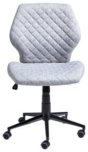 Grauer Drehstuhl mit gepolsterter Sitzfläche und Rückenlehne, Vorderansicht