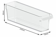 Transparenter Kühlschrankorganizer mit den Maßen 310mm x 75mm x 90mm, seitliche Perspektive