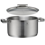 Topf aus Edelstahl mit Deckel, seitliche Perspektive, Teil des WMF Ultimate Cool Topf-Sets