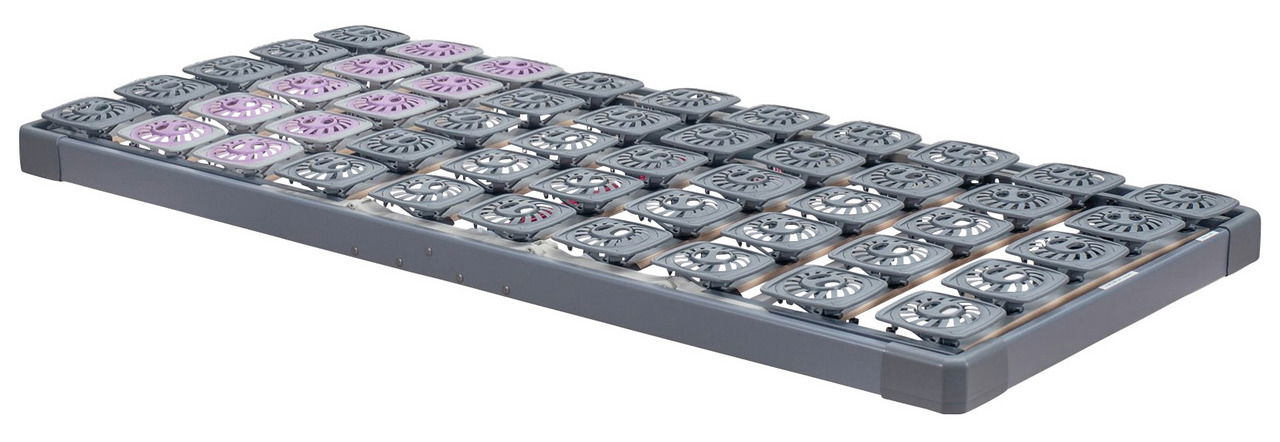 Tempur Systemrahmen PREMIUM FLEX 3000 Systemrahmen 100x200 mit grauen und lila Federungselementen, seitliche Perspektive