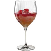 Cocktailglas POESIA grijs 750 ml met gekleurde drank en frambozen, zijaanzicht