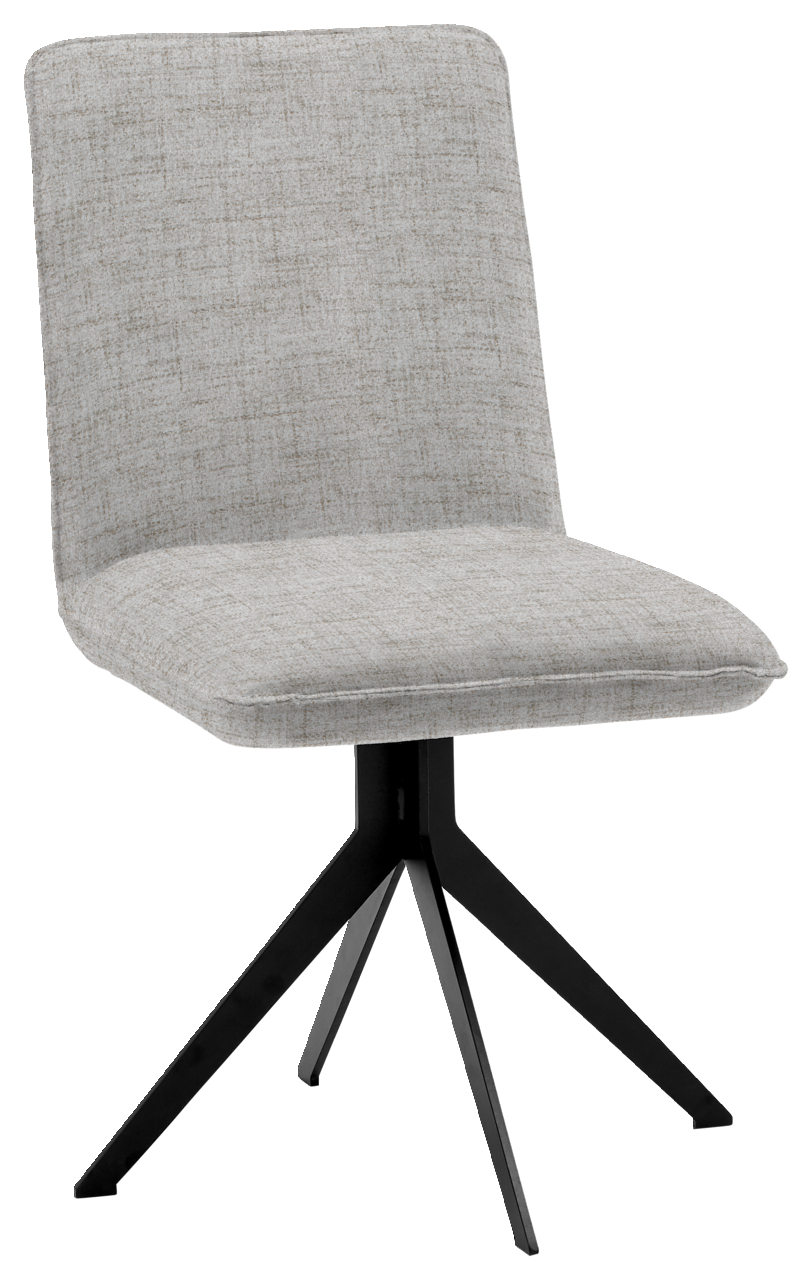 Voleo Stuhl MALIBU Moderner grauer Stuhl mit schwarzem Metallgestell, seitliche Perspektive