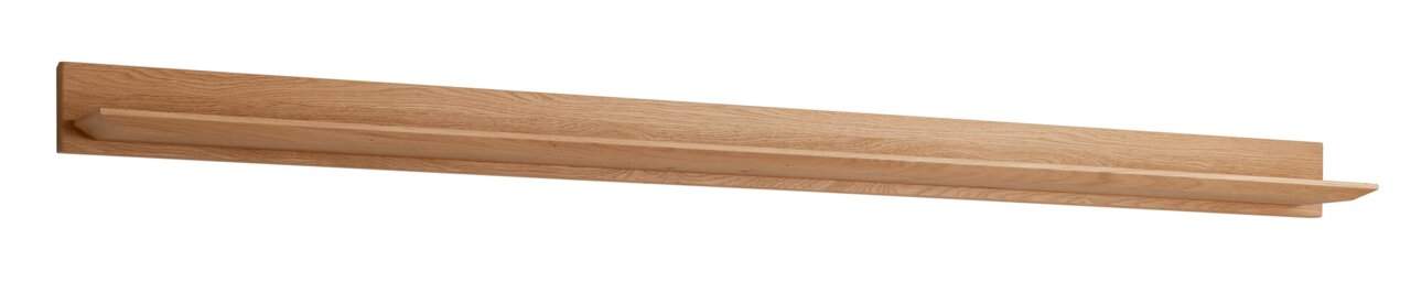Houten wandplank in zijaanzicht, strak ontwerp