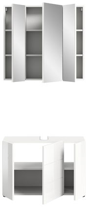 Badezimmerschrank-Kombination mit Spiegelschrank und Unterschrank, Frontalansicht