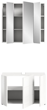 Badezimmerschrank-Kombination mit Spiegelschrank und Unterschrank, Frontalansicht