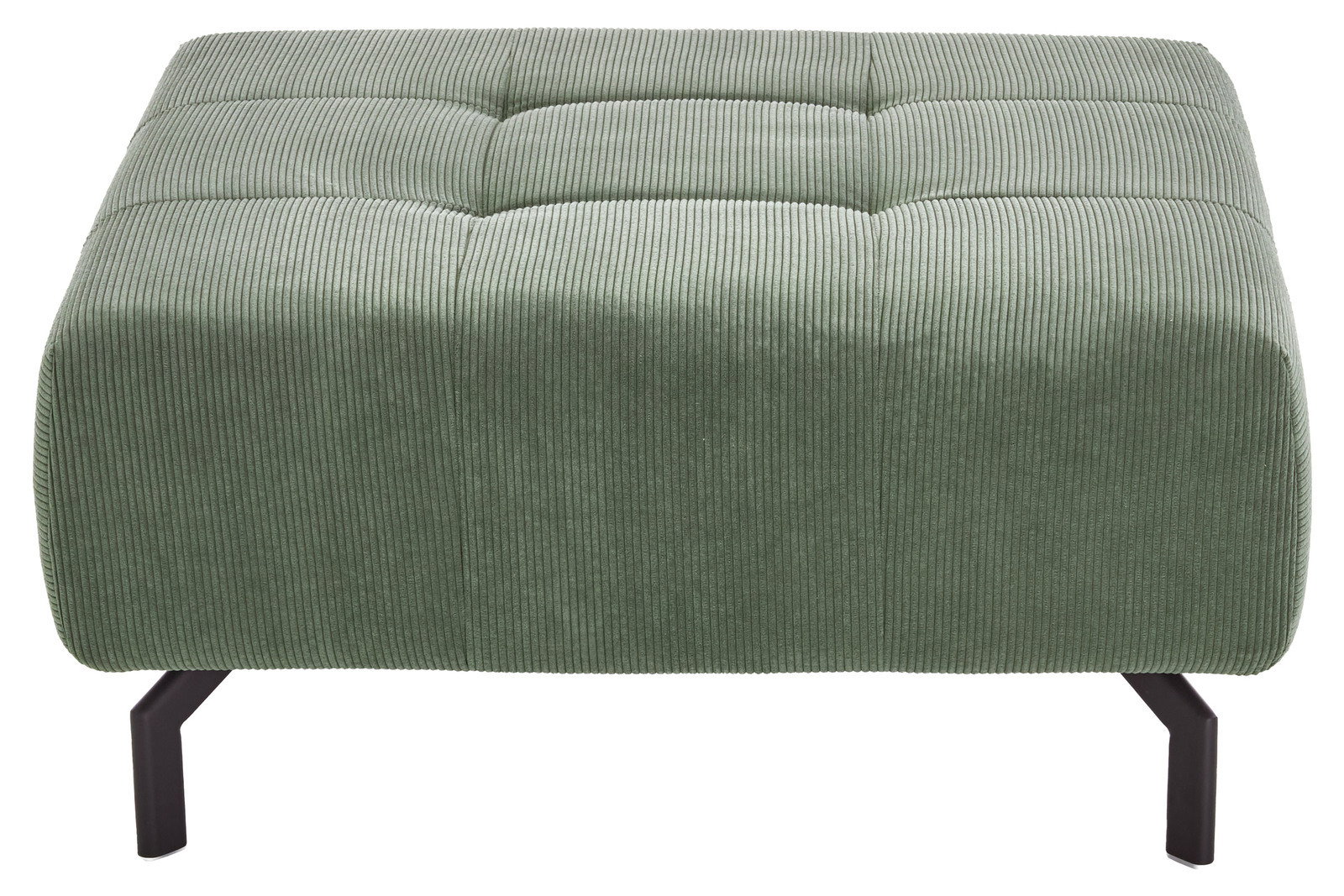 Grüner XL-Hocker mit geripptem Stoffbezug, Vorderansicht