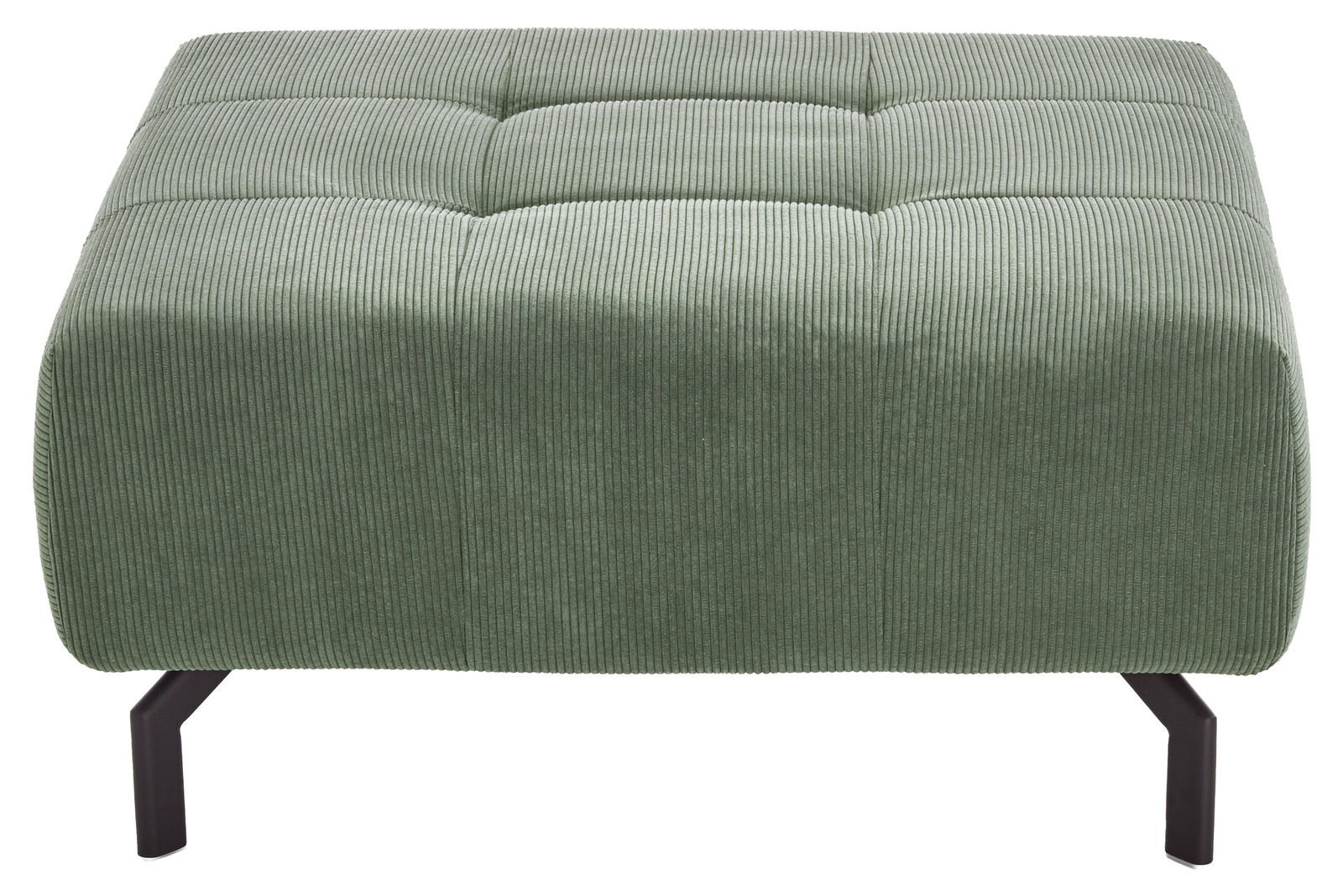 Grüner XL-Hocker mit geripptem Stoffbezug, Vorderansicht