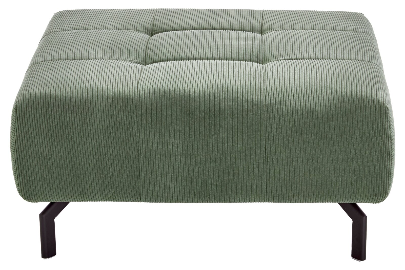 Groene XL-poef met geribbelde stoffen bekleding, vooraanzicht