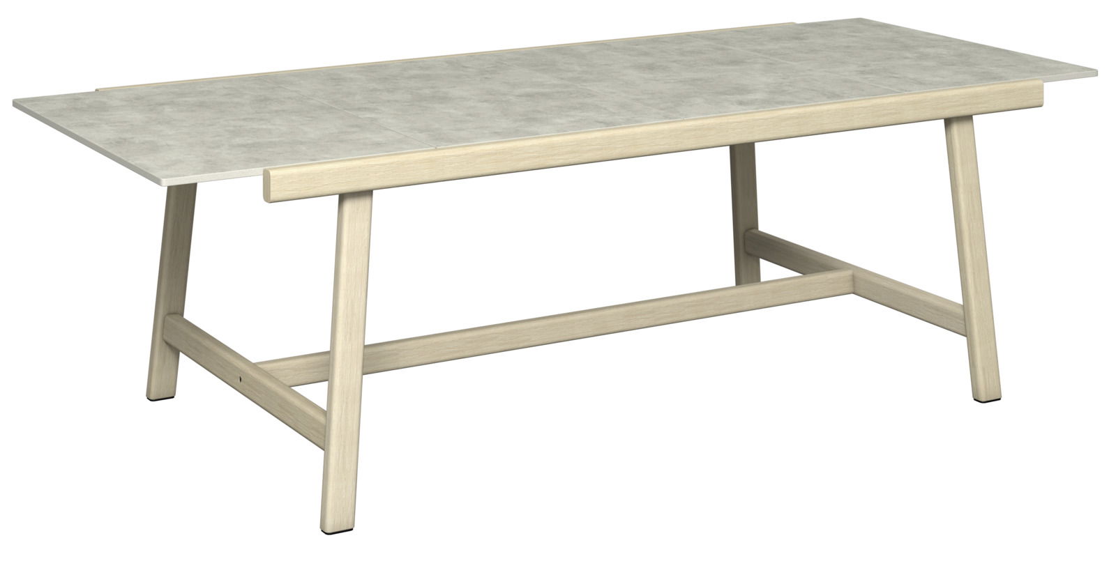 Dieter Knoll Garten Esstisch MARI Moderner Garten-Esstisch mit heller Holzstruktur und grauer Tischplatte, seitliche Perspektive